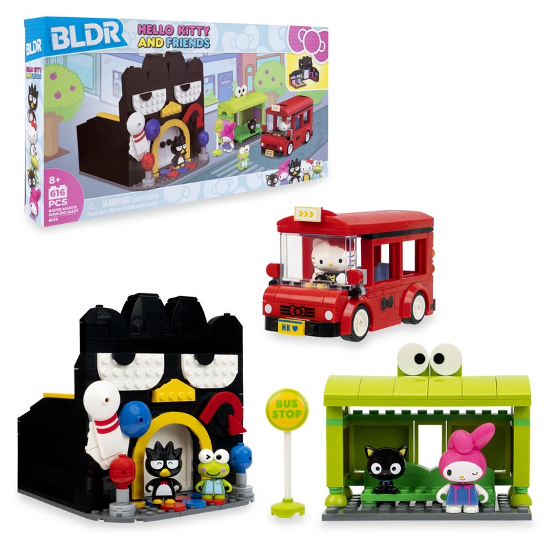 Bldr مجموعة بناء ممر البولينغ Hello Kitty وأصدقائها BadtzMaru Hello Kitty Keroppi BadtzMaru My Melody Chococat شخصيات مصغرة 8 0132 - Image 3