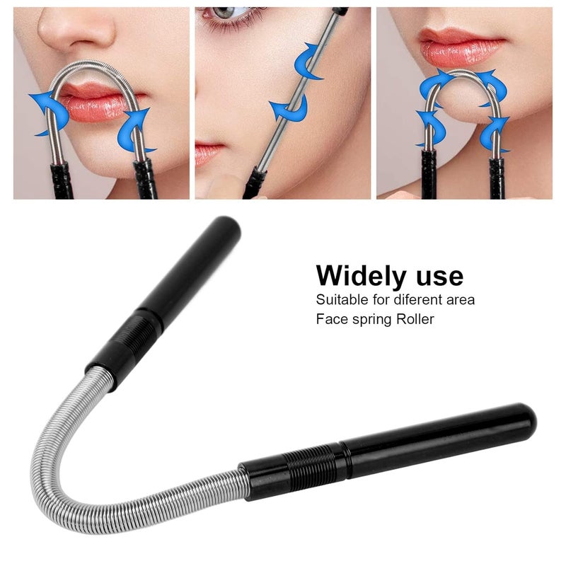 woobles Facial Hair Remover Stainless Steel Hair Removal Spring Women Portable Manual Hair Removal Tool Spring Threading Epilator for Upper Lip Chin Cheeks(Black)-Black - Image 5