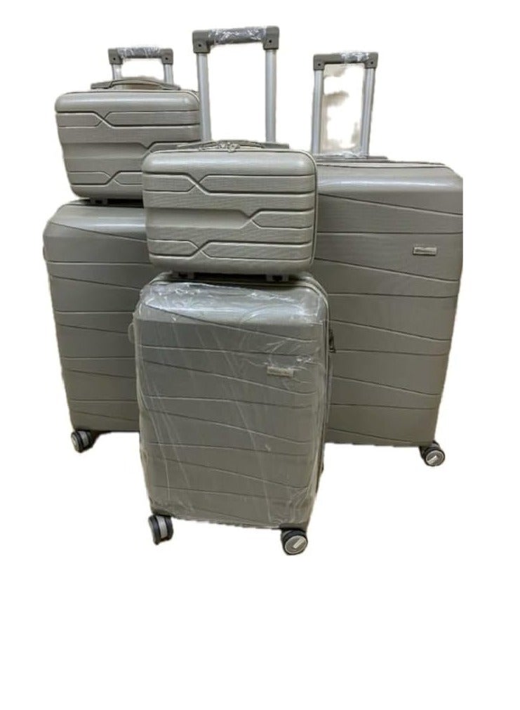 5-Piece Unbreakable Silicone Luggage Set - TSA Lock, Expandable with Double Zipper & 4 Silent Spinner Wheels