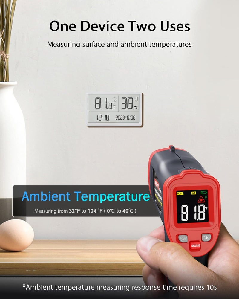 Wintact Infrared Temperature Thermometer Gun, Digital Non-Contact Laser Temp Gun Measuring Surface & Ambient Temperature for Kitchen Cooking Food Pizza Oven Grill Meat -58℉ to 752℉ - Image 4