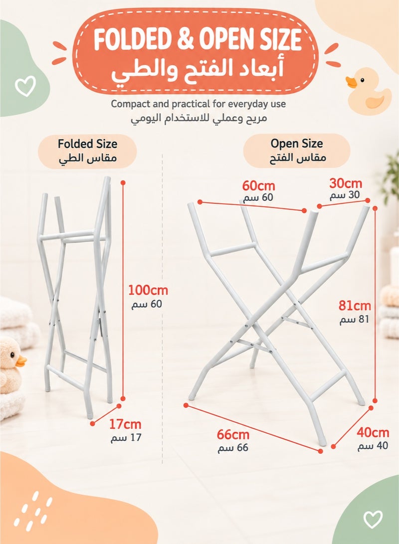 WALALLA Foldable Baby Bath with Stand Large Bath with Bracket Thermometer Seat and Drainage Kit Baby Basin - Ideal for Shower From Birth to 2 Years Baby Gift - Image 2