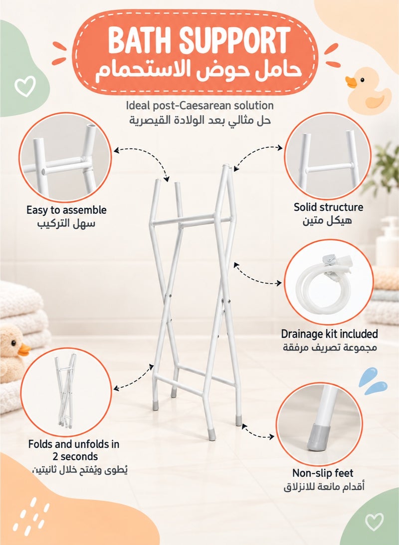 WALALLA Foldable Baby Bath with Stand Large Bath with Bracket Thermometer Seat and Drainage Kit Baby Basin - Ideal for Shower From Birth to 2 Years Baby Gift - Image 5