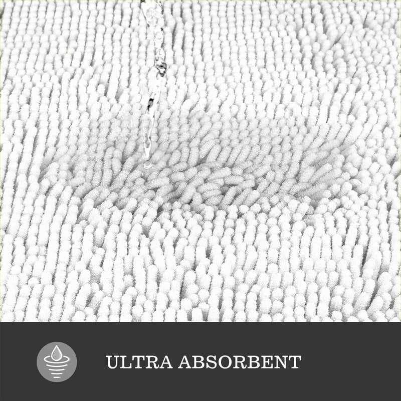 Yeaban White Bathroom Rugs â€“ Thick Chenille Bath Mats | Absorbent and Washable Bath Rug Non-Slip, Plush and Soft Rugs for Bathroom, Kitchen, Shower, Sink - 17" x 24" - Image 4