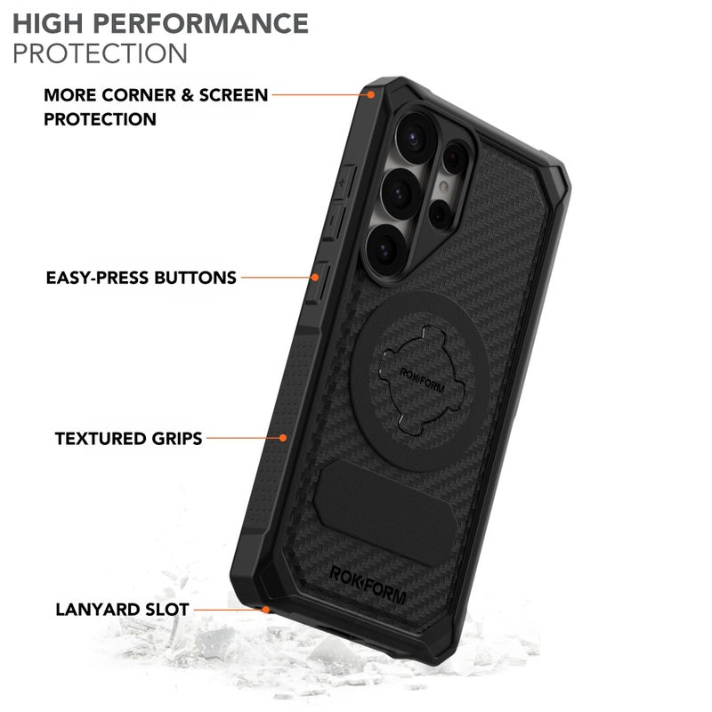 ROKFORM Rugged Case Compatible with Galaxy S25 Ultra, Magnetic Cover with Screw Lock Drop-Tested Armor (Black) - Image 2