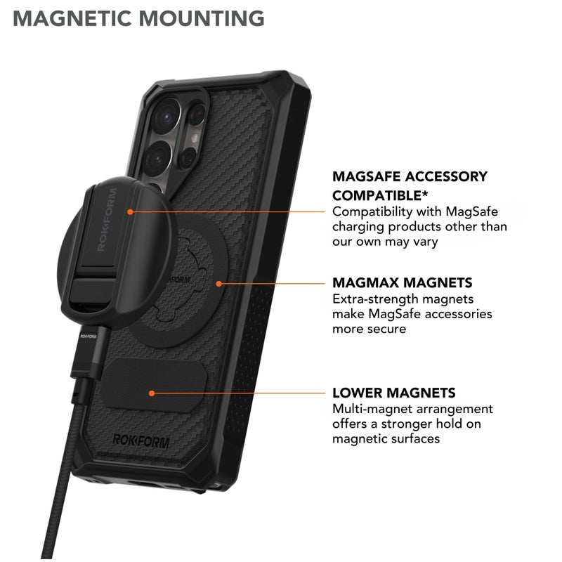 ROKFORM Rugged Case Compatible with Galaxy S25 Ultra, Magnetic Cover with Screw Lock Drop-Tested Armor (Black) - Image 4