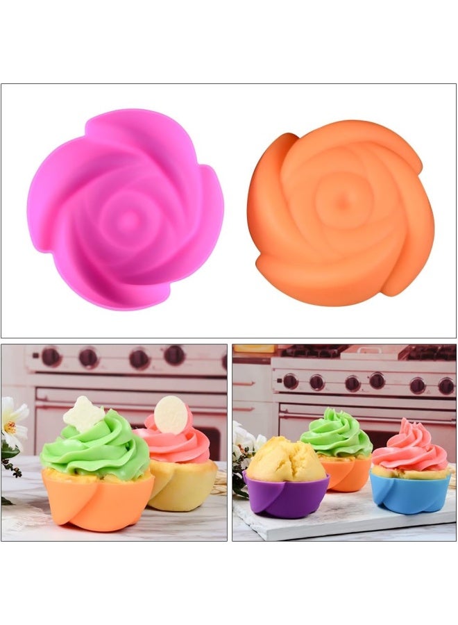 CAKETIME Silicone Baking Cups Cupcake Liners  24 Pcs Reusable Silicone Molds Including Round Rectanguar Square Flower Food Grade Silicone - Image 5