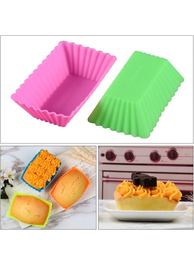 CAKETIME Silicone Baking Cups Cupcake Liners  24 Pcs Reusable Silicone Molds Including Round Rectanguar Square Flower Food Grade Silicone - Image 3