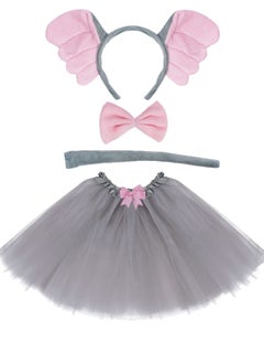 Excefore Elephant Costume Kit for Kids, Elephant Ears Headband Bow Tie Tail Tutu Skirt Costume, Suitable for Birthday, Cosplay Dress Up Party Decorations  - Image 1