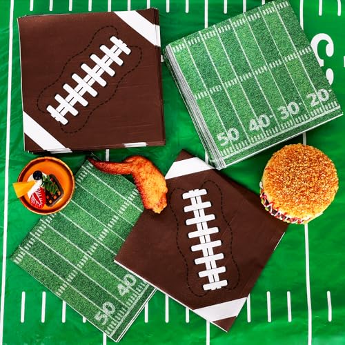 QZYL Football Party Decorations Serve 24, 99 Pcs Football Party Supplies, Disposable Football Dinner Plates Football Dessert Plates Napkins Cups Tablecloth Banner for Game Day Party Favors Decor - Image 5