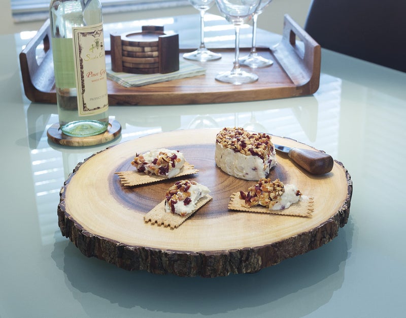 Lipper International Acacia End Grain Wood Round Coasters and Caddy, 7-Piece Set - Image 4