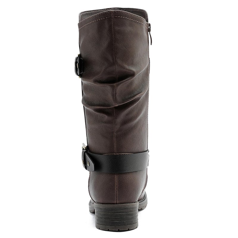 GLOBALWIN Mid-Calf Brown Comfortable Fashion Dress Boots For Women Low Heel Size 7M - Image 4