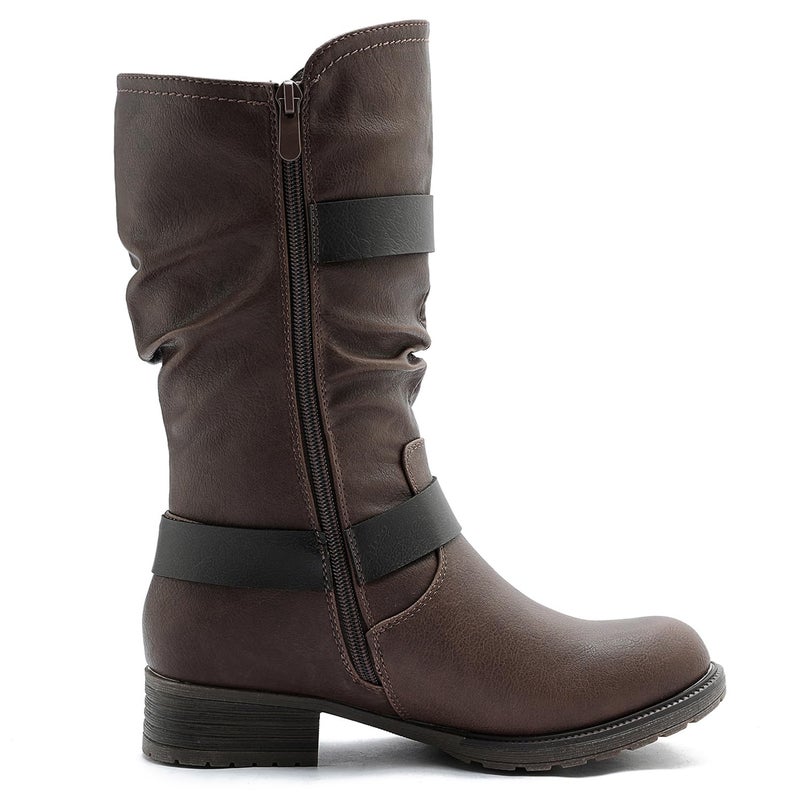 GLOBALWIN Mid-Calf Brown Comfortable Fashion Dress Boots For Women Low Heel Size 7M - Image 5