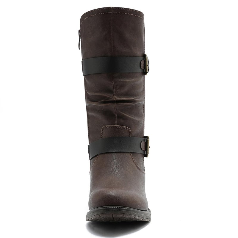 GLOBALWIN Mid-Calf Brown Comfortable Fashion Dress Boots For Women Low Heel Size 7M - Image 3