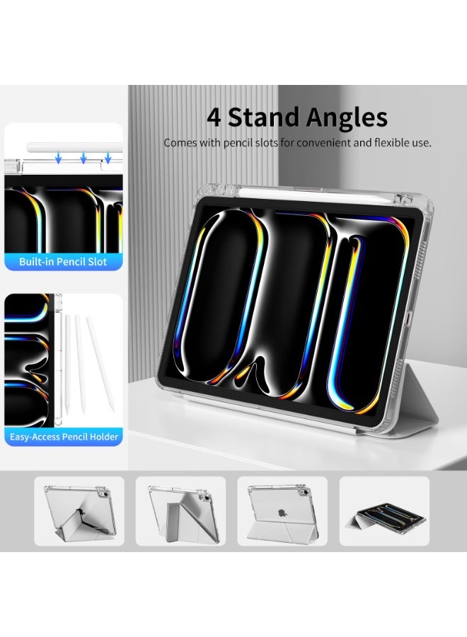 for iPad 2025 (11th Generation) A16 11-inch Case Cover, Triple Fold Y-shaped Design, Multi Angle, Leather Tablet Cover With Pen Slot, Automatic Wake-up/sleep,White - Image 4