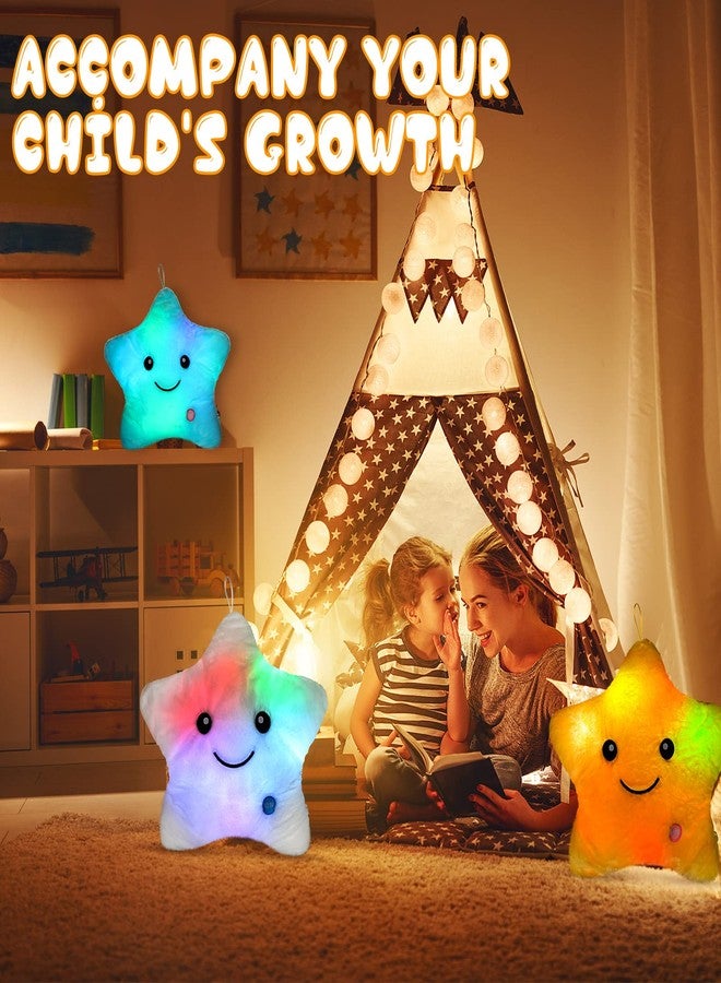Unittype 3 Pack Lighted Star Plush Pillows 15.75 Inch Stuffed Cushion Decorative Throw Star Shaped Pillow Blue White Yellow for Birthday Gifts Bedroom Room Home Office - Image 2