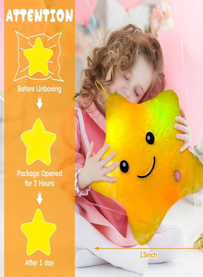 Unittype 3 Pack Lighted Star Plush Pillows 15.75 Inch Stuffed Cushion Decorative Throw Star Shaped Pillow Blue White Yellow for Birthday Gifts Bedroom Room Home Office - Image 4