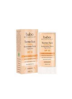 Babo Botanicals Tinted Moisturizing Face Mineral Stick Sunscreen SPF 50 with 70+ Organic Ingredients, Unscented, 0.6 Ounce  - Image 1