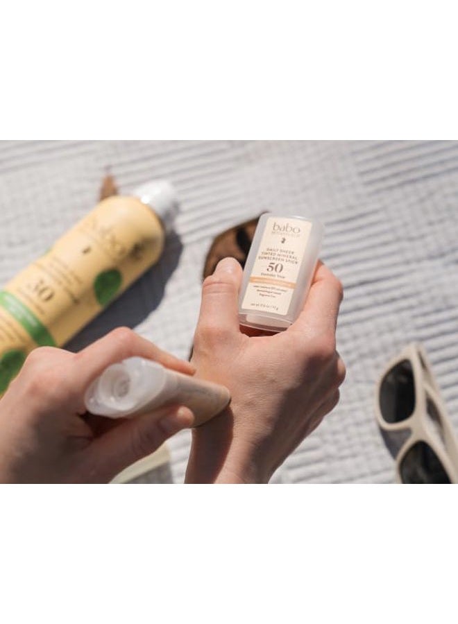 Babo Botanicals Daily Sheer Mineral Tinted Sunscreen Stick SPF50 - Natural Zinc Oxide - For Face - For all ages - EWG Verified - Water Resistant - Fragrance-Free - Image 3