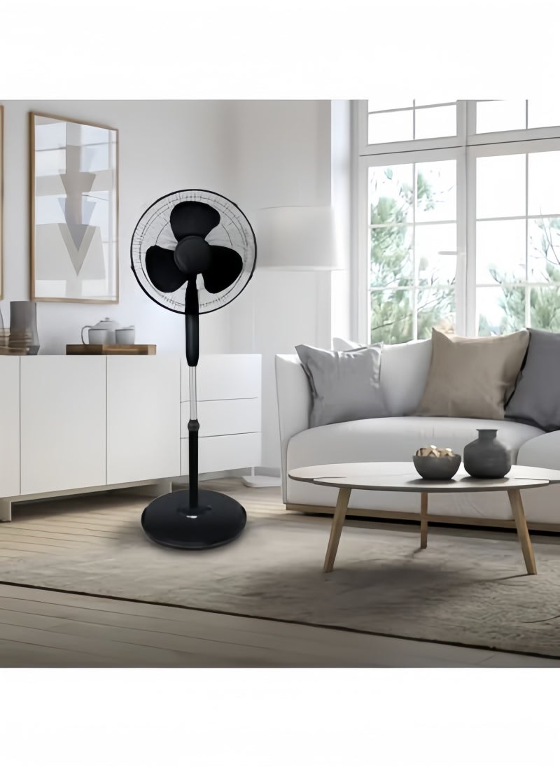 GGEROU Pedestal Stand Fan with Remote Control,16 inch,3 Speed& Adjustable Height,140° Levels rotation Angle,3 Leaf Quiet Power Saving with 7.5 Hour Timer floor fan,for Bedroom Home Office, Black  - Image 5