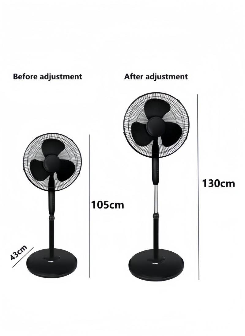 GGEROU - Pedestal Stand Fan with Remote Control,16 inch,3 Speed& Adjustable Height,140° Levels rotation Angle,3 Leaf Quiet Power Saving with 7.5 Hour Timer floor fan,for Bedroom Home Office, Black - Image 1