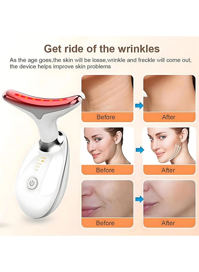 DAREU 7‑Color LED Neck & Facial Sculpting Massager with Red Light Therapy – Portable EMS Skin Tightening & Wrinkle Removal Tool (White) - Image 4