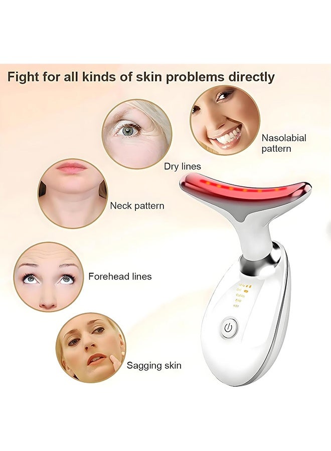 DAREU 7‑Color LED Neck & Facial Sculpting Massager with Red Light Therapy – Portable EMS Skin Tightening & Wrinkle Removal Tool (White) - Image 2