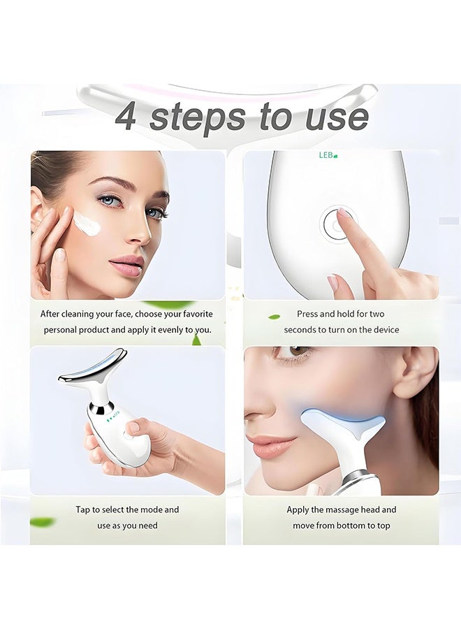 DAREU 7‑Color LED Neck & Facial Sculpting Massager with Red Light Therapy – Portable EMS Skin Tightening & Wrinkle Removal Tool (White) - Image 5