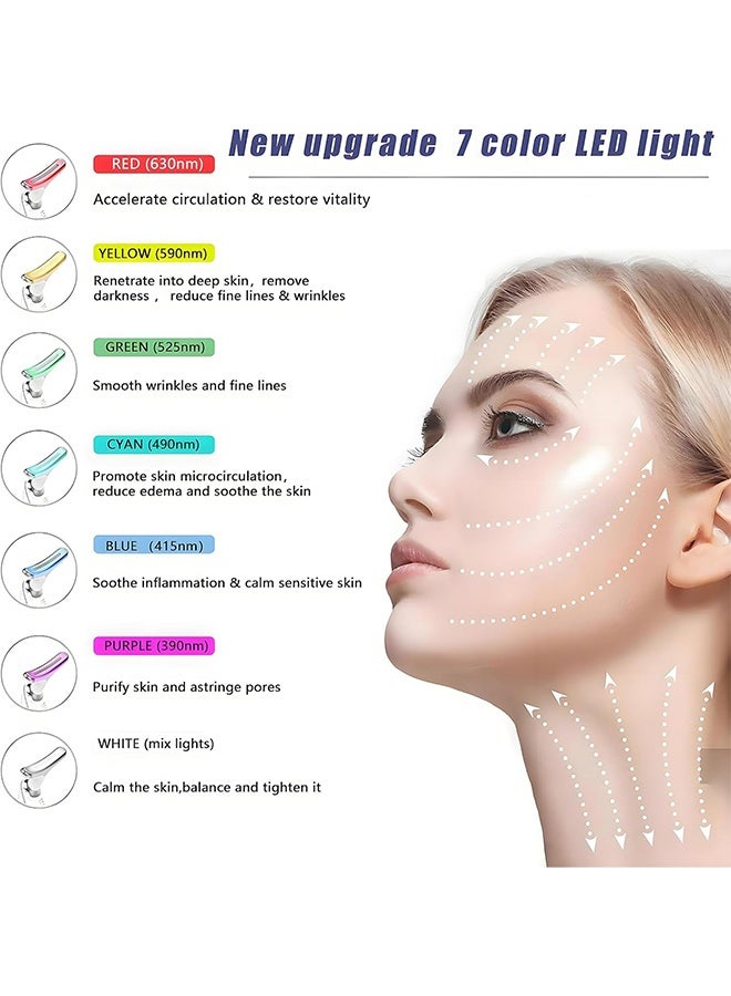 DAREU 7‑Color LED Neck & Facial Sculpting Massager with Red Light Therapy – Portable EMS Skin Tightening & Wrinkle Removal Tool (White) - Image 3