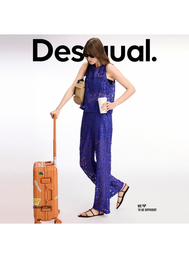 DESIGUAL مجموعة جديدة من الدانتيل المنقوش (مبطن) للسيدات - بنطلونات كاجوال ربيع-صيف 2025 - Image 4