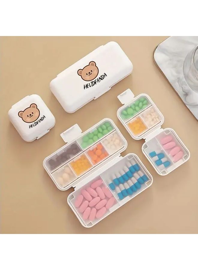 علبة تنظيم الحبوب على شكل دببة – 8 خانات – Portable Medicine Case مع أقسام – تخزين مضغوط للحبوب للسفر والمنزل أو كهدية – مثالية للفيتامينات والمكملات والأدوية – مثالية لكبار السن وأنماط الحياة المزدحمة – هيكل بلاستيكي متين - Image 1