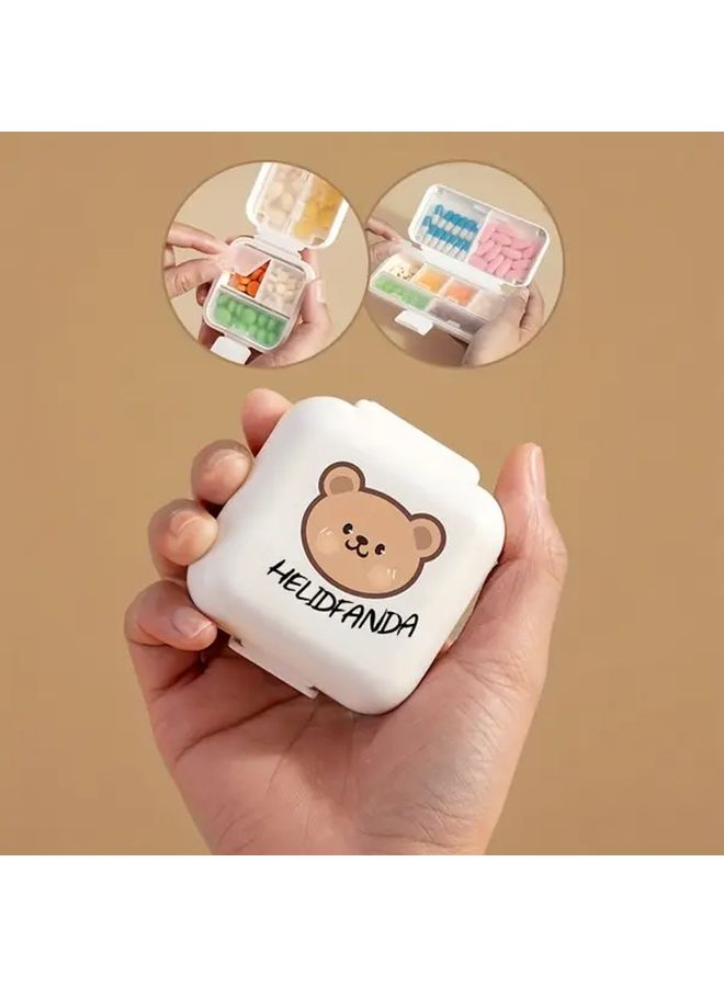 علبة تنظيم الحبوب على شكل دببة – 8 خانات – Portable Medicine Case مع أقسام – تخزين مضغوط للحبوب للسفر والمنزل أو كهدية – مثالية للفيتامينات والمكملات والأدوية – مثالية لكبار السن وأنماط الحياة المزدحمة – هيكل بلاستيكي متين - Image 4