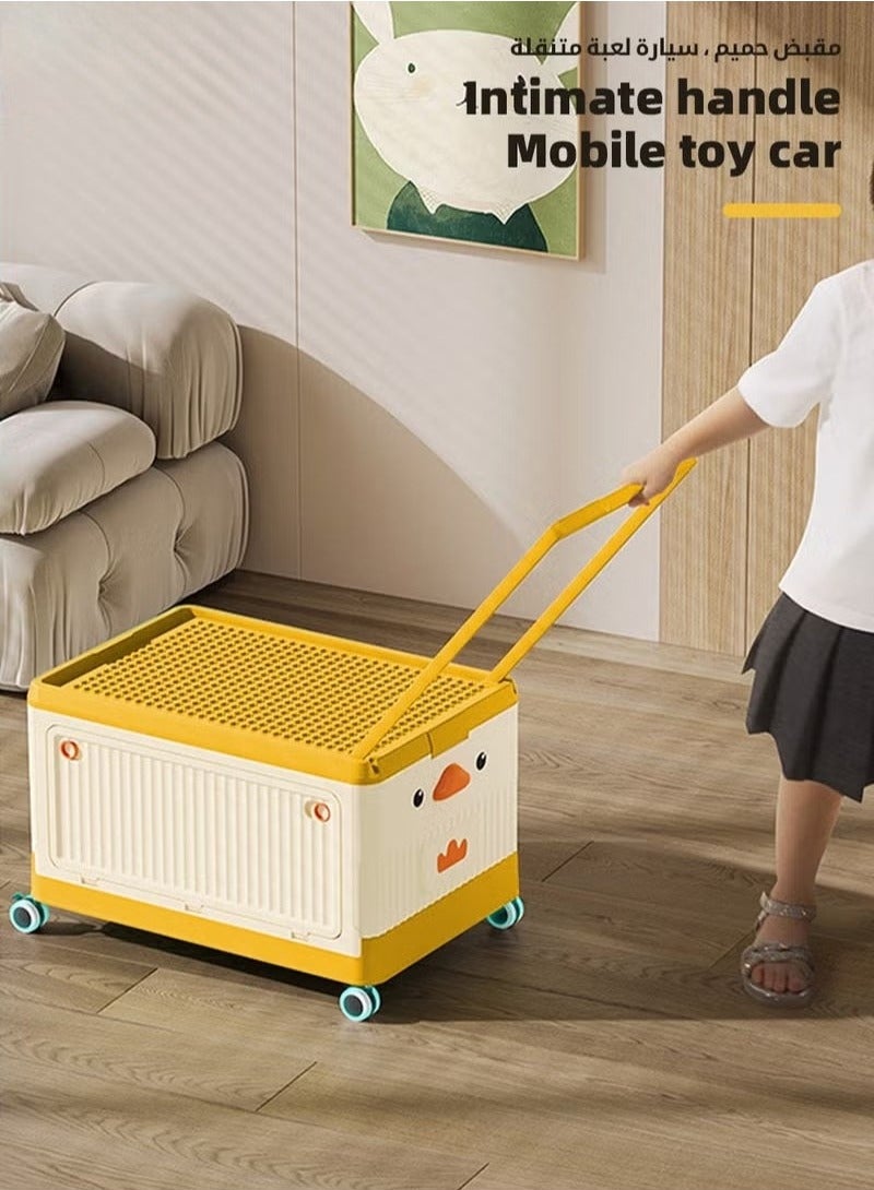 ميكسد صندوق تخزين اللعب بعجلات وغطاء مصنوع من مكعبات البناء، صندوق تخزين للألعاب والملابس للأطفال، منظم، سلة، وصندوق للأولاد والبنات والأطفال الرضع في غرفة النوم الخاصة بهم. - Image 4