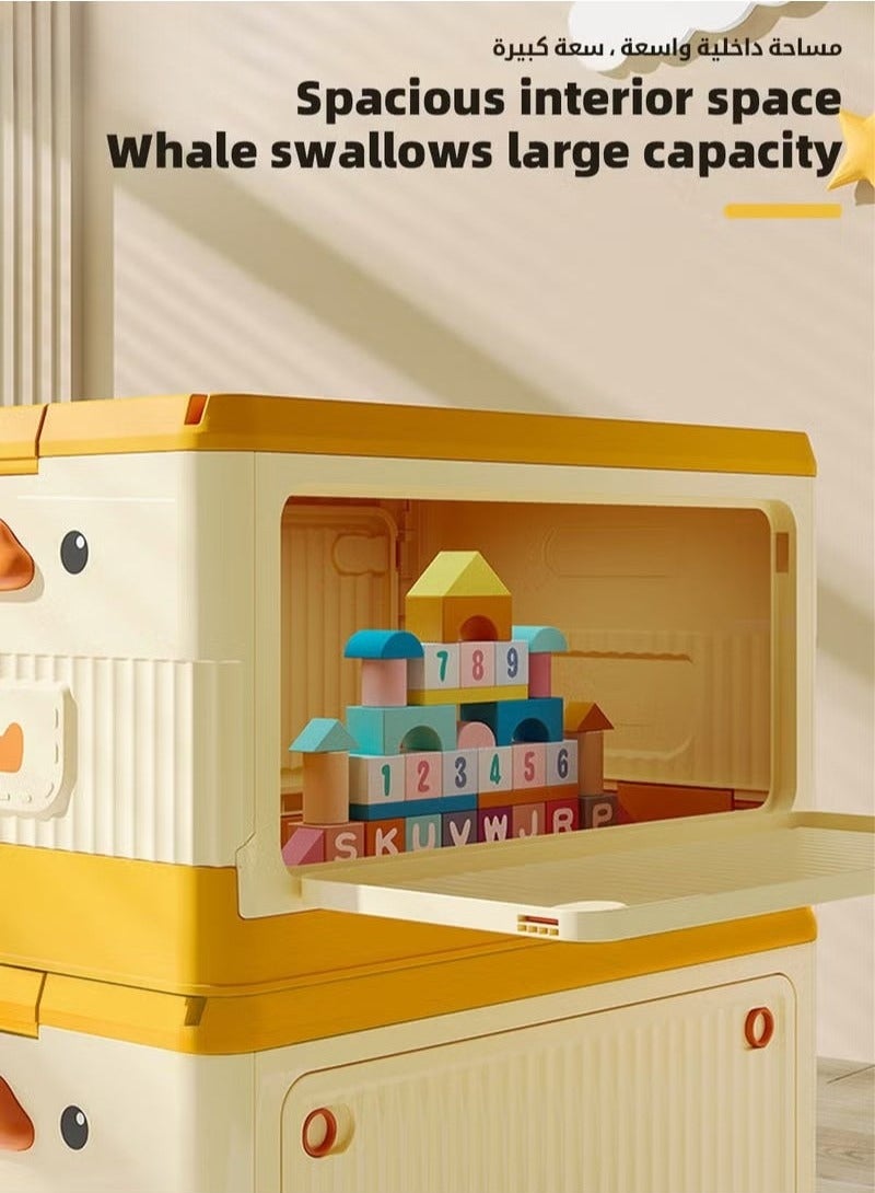 ميكسد صندوق تخزين اللعب بعجلات وغطاء مصنوع من مكعبات البناء، صندوق تخزين للألعاب والملابس للأطفال، منظم، سلة، وصندوق للأولاد والبنات والأطفال الرضع في غرفة النوم الخاصة بهم. - Image 5