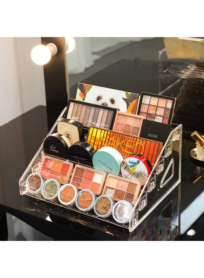 6 طبقات كبيرة القدرة الأكريليك واضح الأظافر اللغة المنظم مع مقبض المرأة أداة ماكياج متعددة الوظائف ظل العين علبة عرض رف ماكياج حامل مربع - Image 2