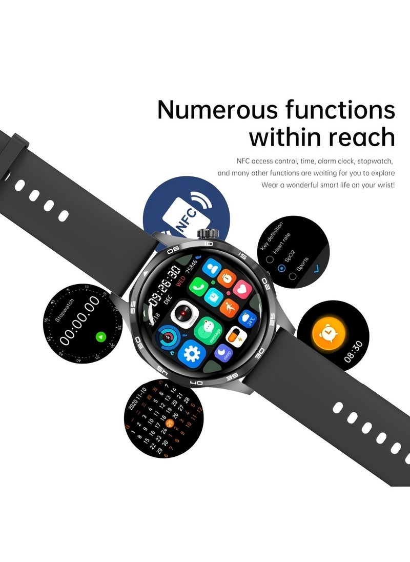 PRO - smart watch GT5  with Bluetooth calling function (answer/make calls), fitness tracking watch with sleep monitoring function, suitable for iPhone/Android, IP67 waterproof (leather brown) - Image 1