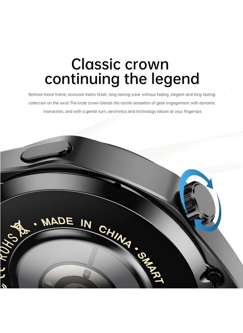 PRO - smart watch GT5  with Bluetooth calling function (answer/make calls), fitness tracking watch with sleep monitoring function, suitable for iPhone/Android, IP67 waterproof (leather brown) - Image 1