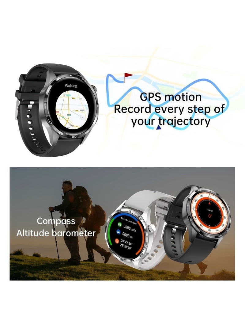 PRO - smart watch GT5  with Bluetooth calling function (answer/make calls), fitness tracking watch with sleep monitoring function, suitable for iPhone/Android, IP67 waterproof (leather brown) - Image 1