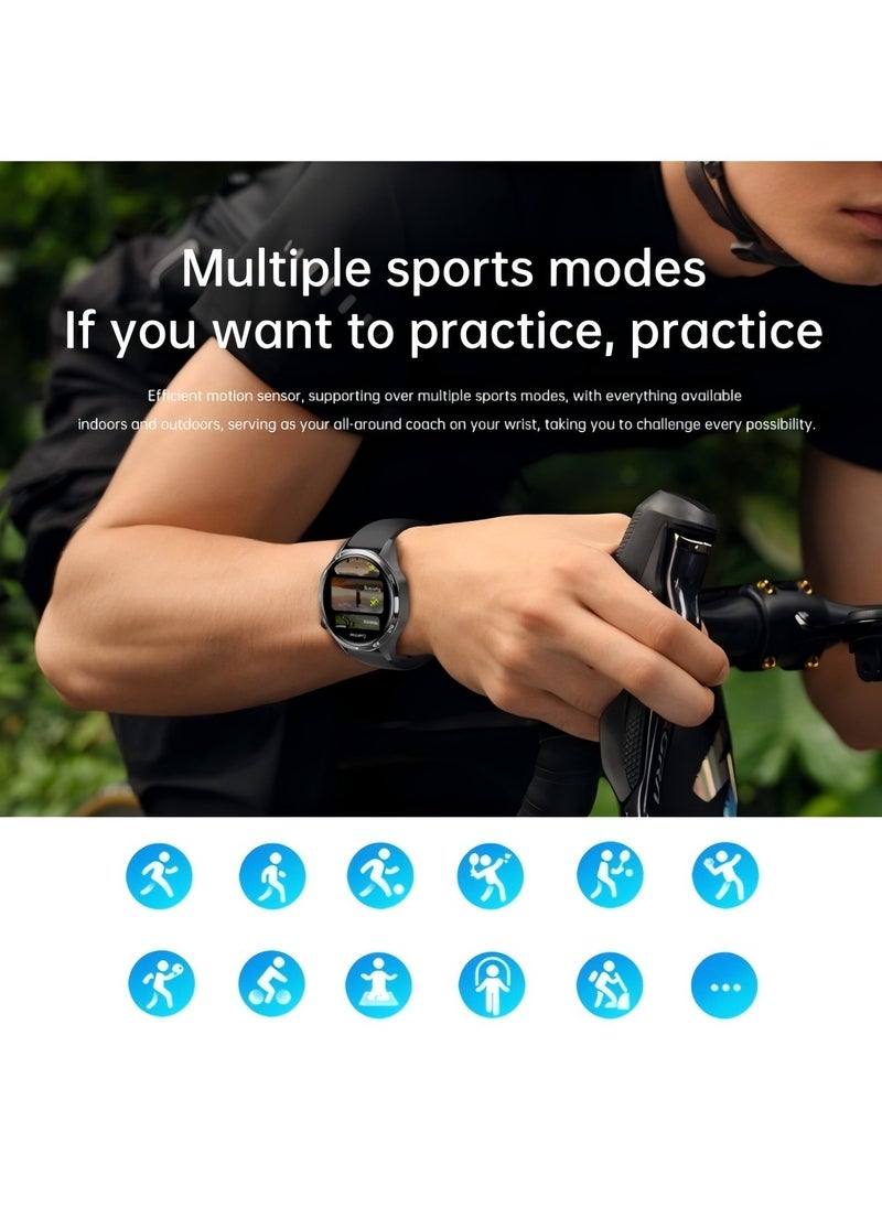 PRO - smart watch GT5  with Bluetooth calling function (answer/make calls), fitness tracking watch with sleep monitoring function, suitable for iPhone/Android, IP67 waterproof (leather brown) - Image 1