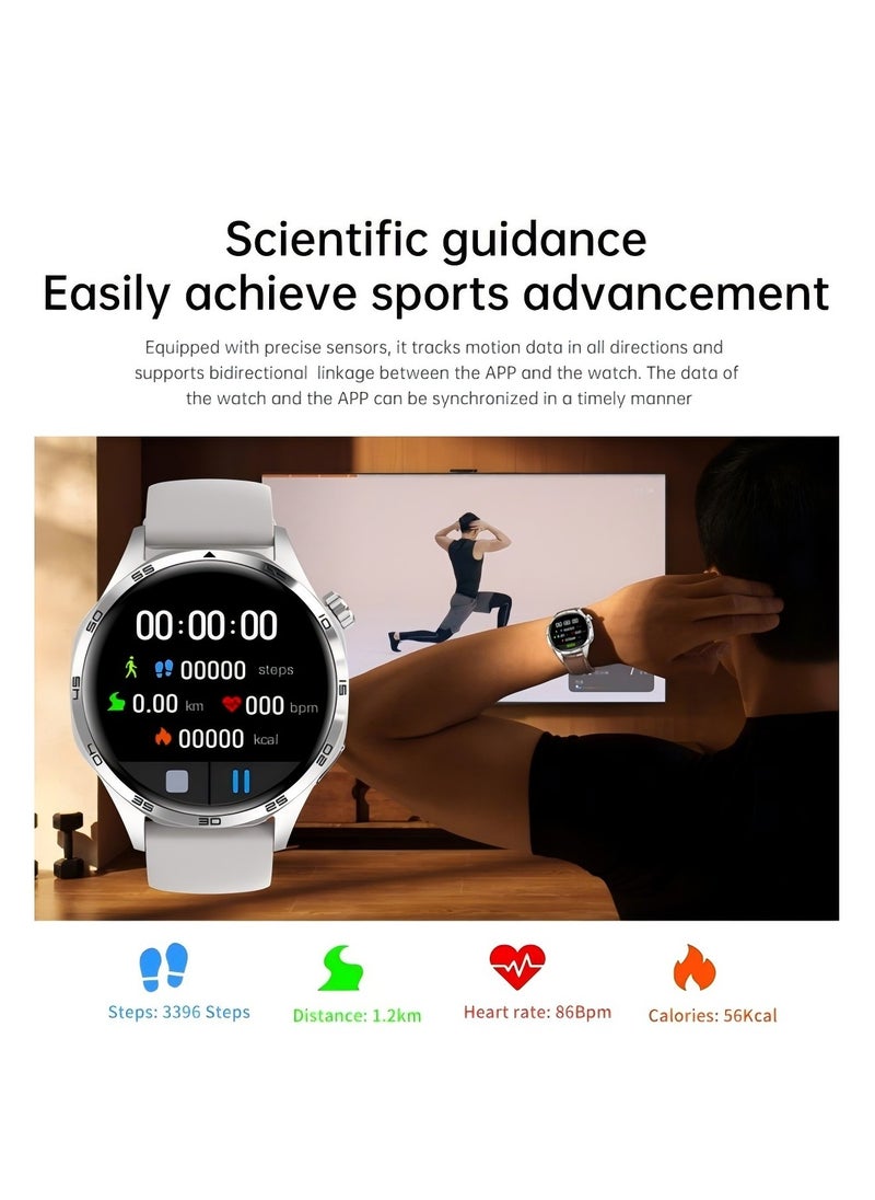 PRO - smart watch GT5  with Bluetooth calling function (answer/make calls), fitness tracking watch with sleep monitoring function, suitable for iPhone/Android, IP67 waterproof (leather brown) - Image 1