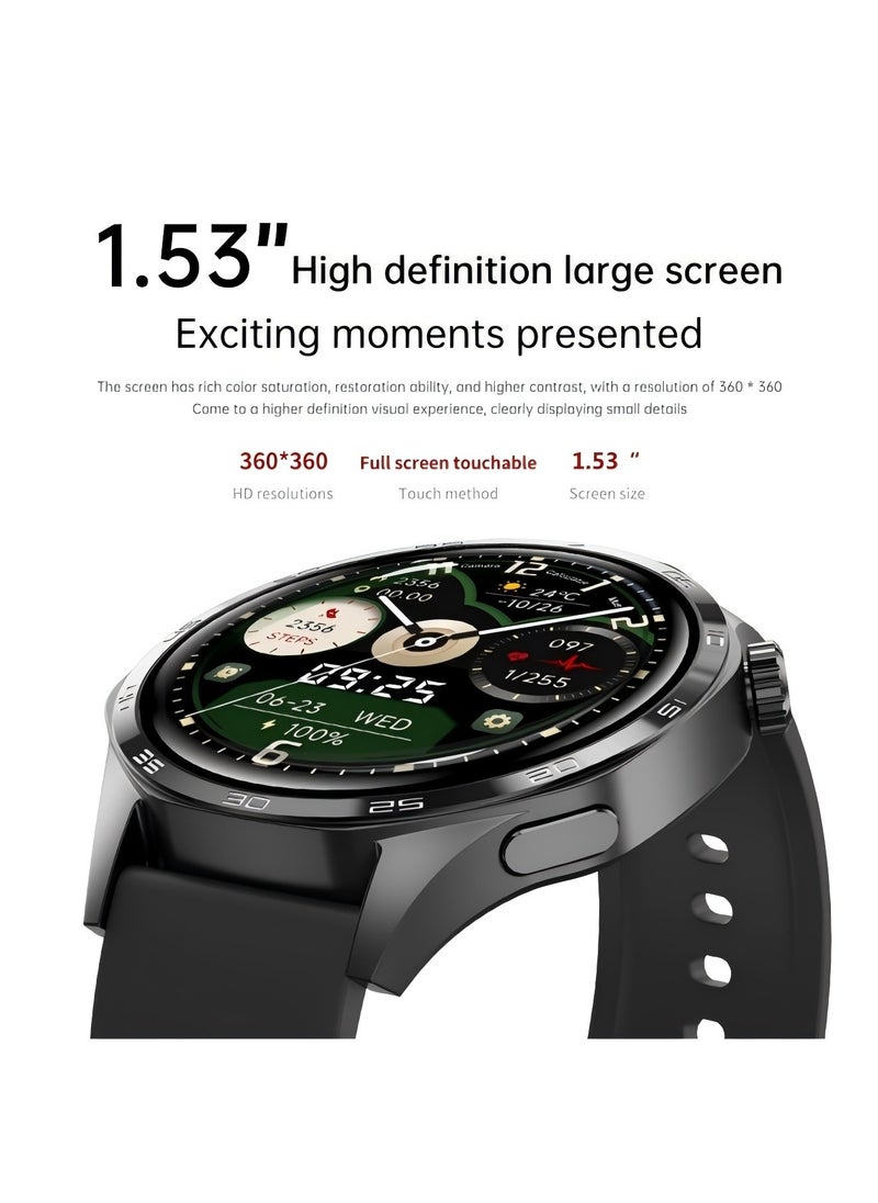PRO - smart watch GT5  with Bluetooth calling function (answer/make calls), fitness tracking watch with sleep monitoring function, suitable for iPhone/Android, IP67 waterproof (leather brown) - Image 1