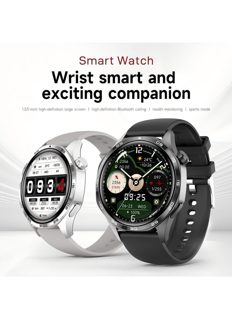 PRO - smart watch GT5  with Bluetooth calling function (answer/make calls), fitness tracking watch with sleep monitoring function, suitable for iPhone/Android, IP67 waterproof (leather brown) - Image 1