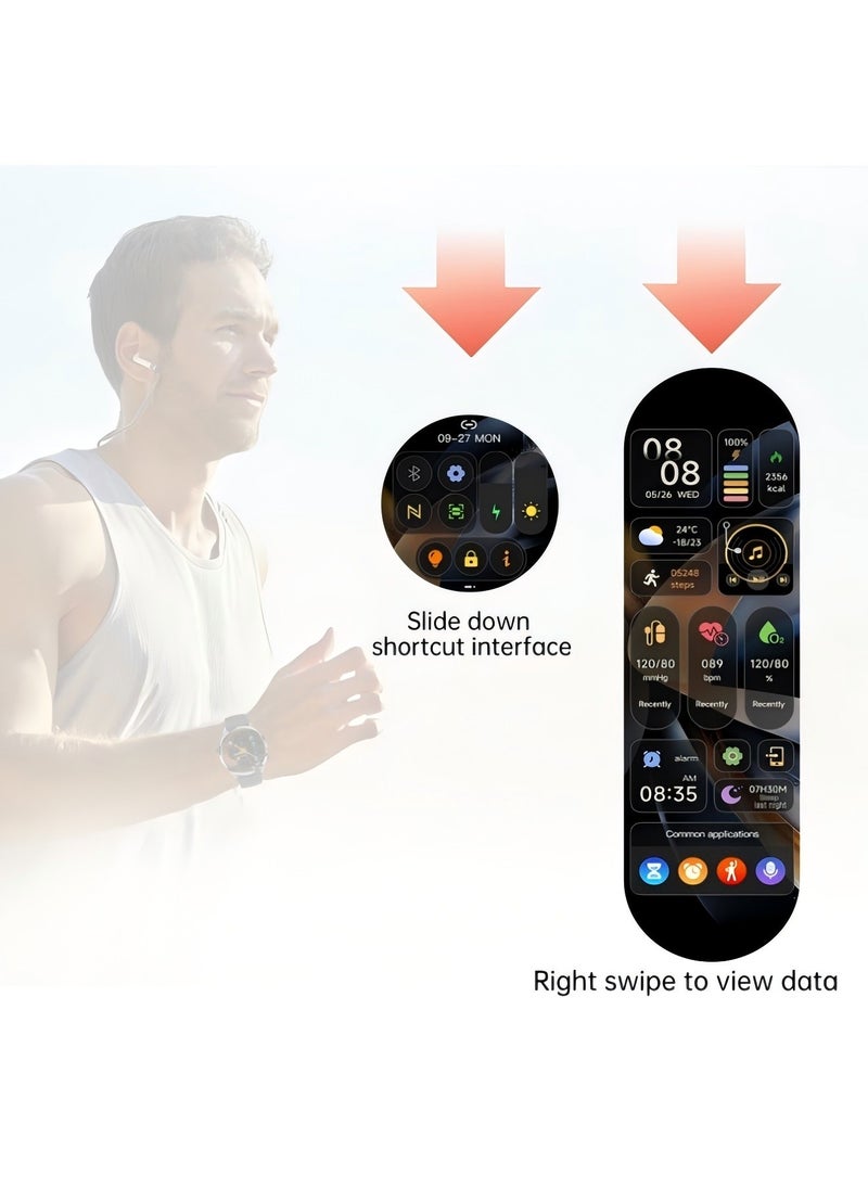 PRO - smart watch GT5  with Bluetooth calling function (answer/make calls), fitness tracking watch with sleep monitoring function, suitable for iPhone/Android, IP67 waterproof (leather brown) - Image 1