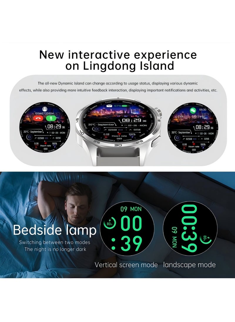PRO - smart watch GT5  with Bluetooth calling function (answer/make calls), fitness tracking watch with sleep monitoring function, suitable for iPhone/Android, IP67 waterproof (leather brown) - Image 1