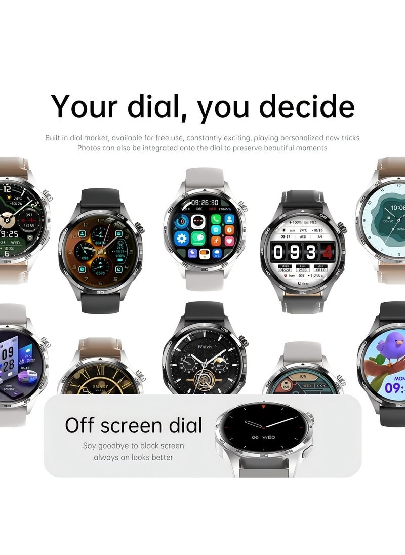 PRO - smart watch GT5  with Bluetooth calling function (answer/make calls), fitness tracking watch with sleep monitoring function, suitable for iPhone/Android, IP67 waterproof (leather brown) - Image 1