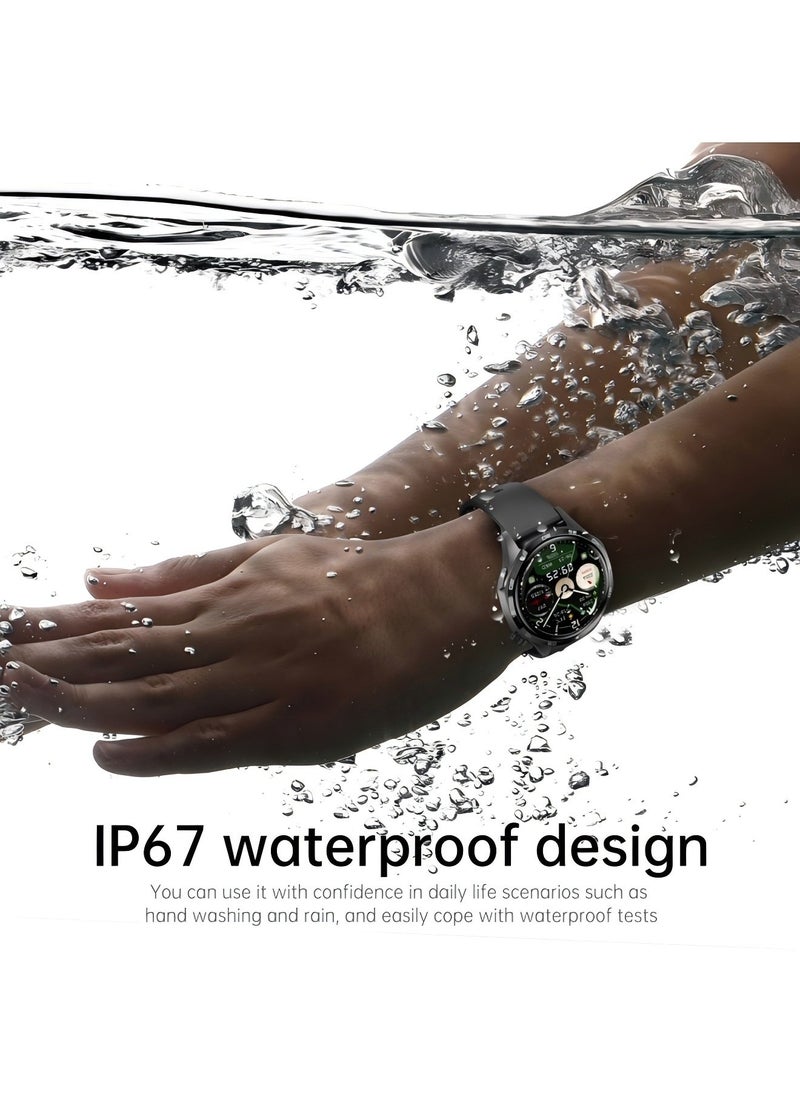 PRO - smart watch GT5  with Bluetooth calling function (answer/make calls), fitness tracking watch with sleep monitoring function, suitable for iPhone/Android, IP67 waterproof (leather brown) - Image 1
