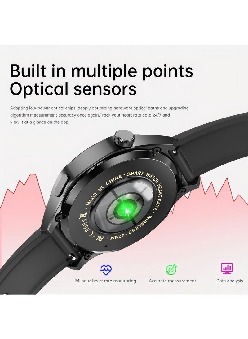 PRO - smart watch GT5  with Bluetooth calling function (answer/make calls), fitness tracking watch with sleep monitoring function, suitable for iPhone/Android, IP67 waterproof (leather brown) - Image 1