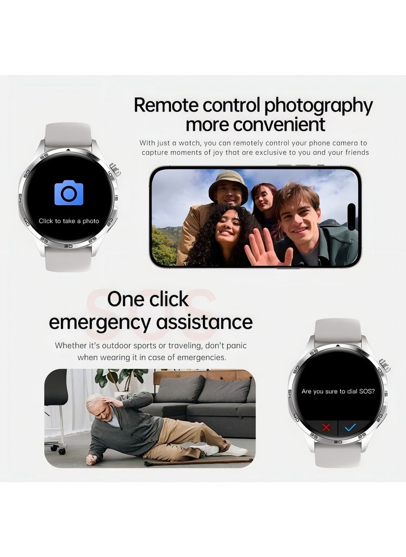 PRO - smart watch GT5  with Bluetooth calling function (answer/make calls), fitness tracking watch with sleep monitoring function, suitable for iPhone/Android, IP67 waterproof (leather brown) - Image 1