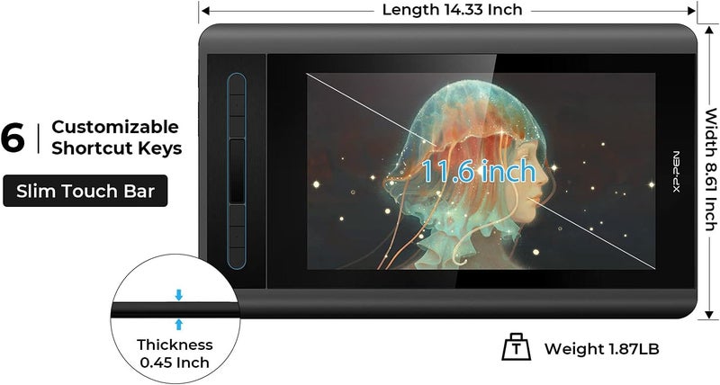 XPPen XP-Pen Artist12 11.6" Graphics Drawing Tablet Monitor Pen Display 72% NTSC with 8192 levels Battery-free stylus 1920x1080 FHD (Excluding Power Adaptor) - Image 2