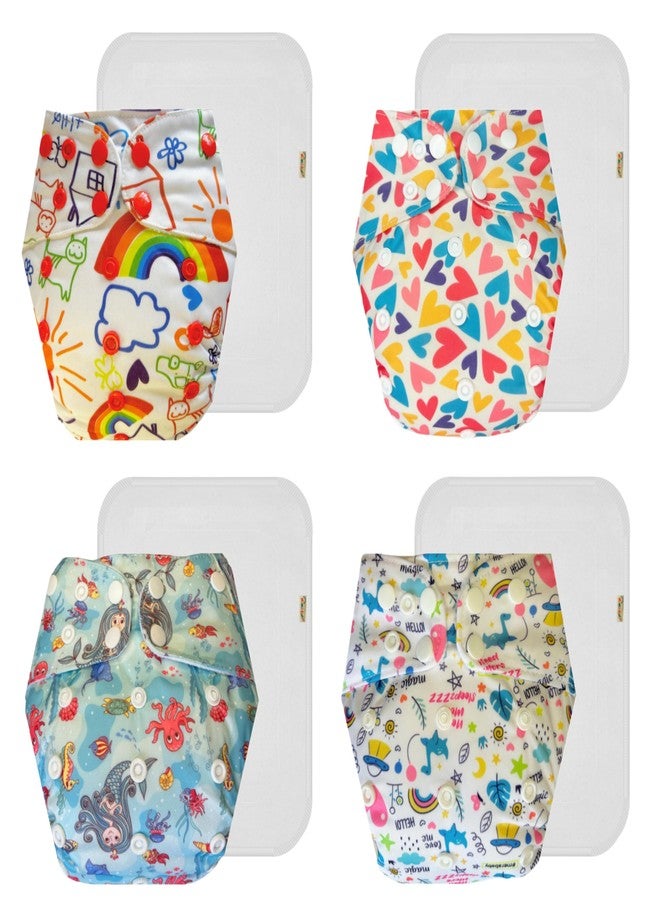 Dumbledo Premium Cloth Diaper with Cotton Insert (Pack of 4) | Dry Feel and Comfortable | Breathable | Easy to Clean | Trusted by Moms | 3 Months - 3 Years | Unisex Baby - Image 1
