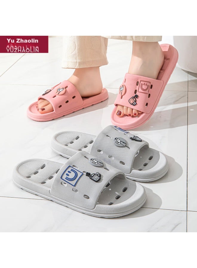 Yuzhaolin Slippers For Men And Women, Bathroom Shower Hollow Water-draining Quick-drying Home Bath Slippers Ye329 Pink 40/41 - Image 3
